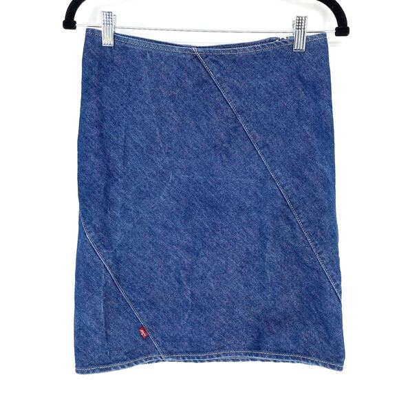 Vintage Levi’s Denim Skirt Slanted Panel Side Zip Pencil Women's Size S